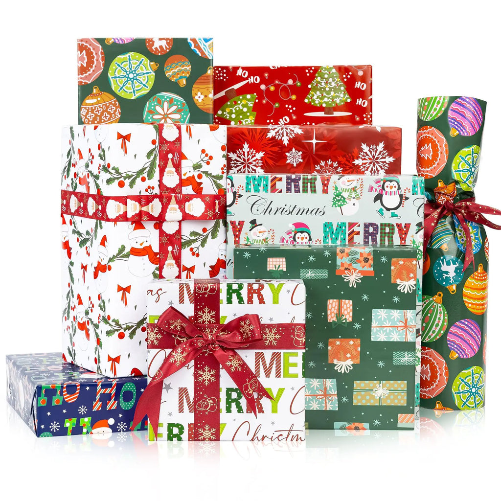 Festive Joy Christmas Wrapping Paper 8 Pack