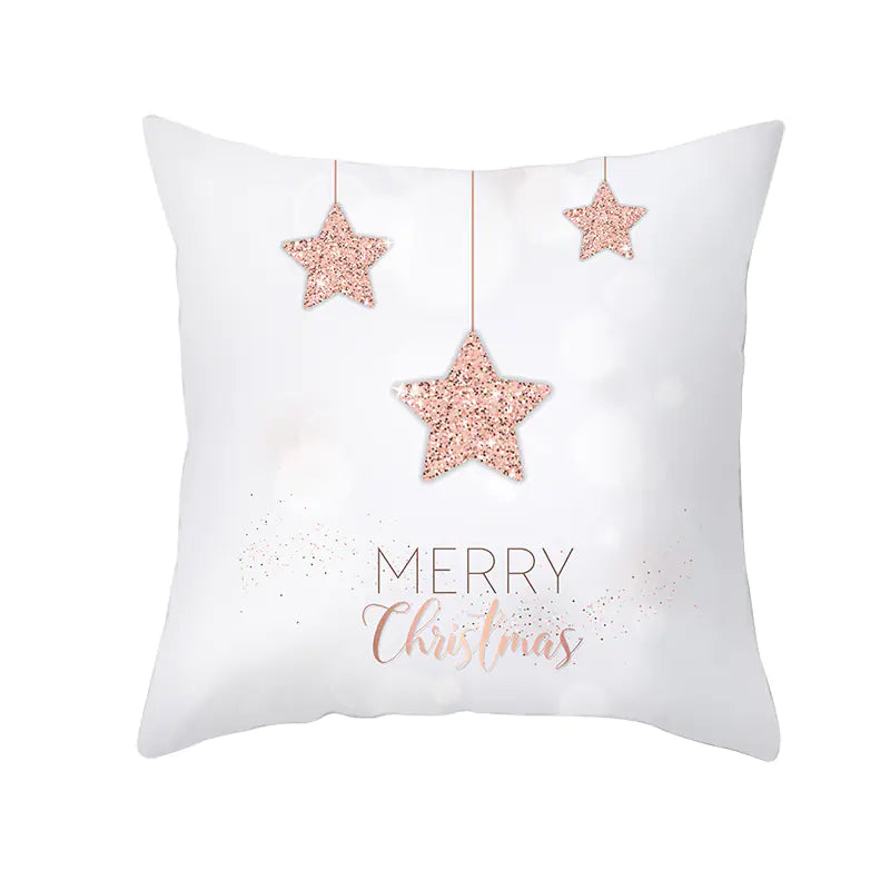 Peach Velvet Snowflake Cushion Cover