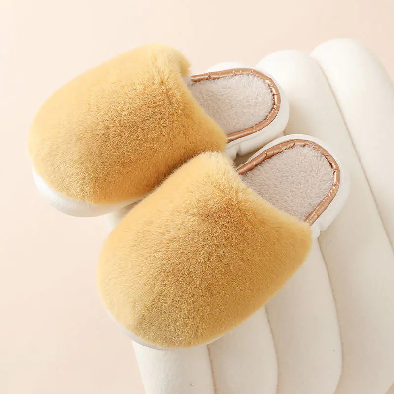 Fuzzy Winter Plush Rabbit Fur House Slippers