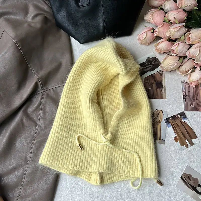 Long Rabbit Fur Scarf and Hat Set