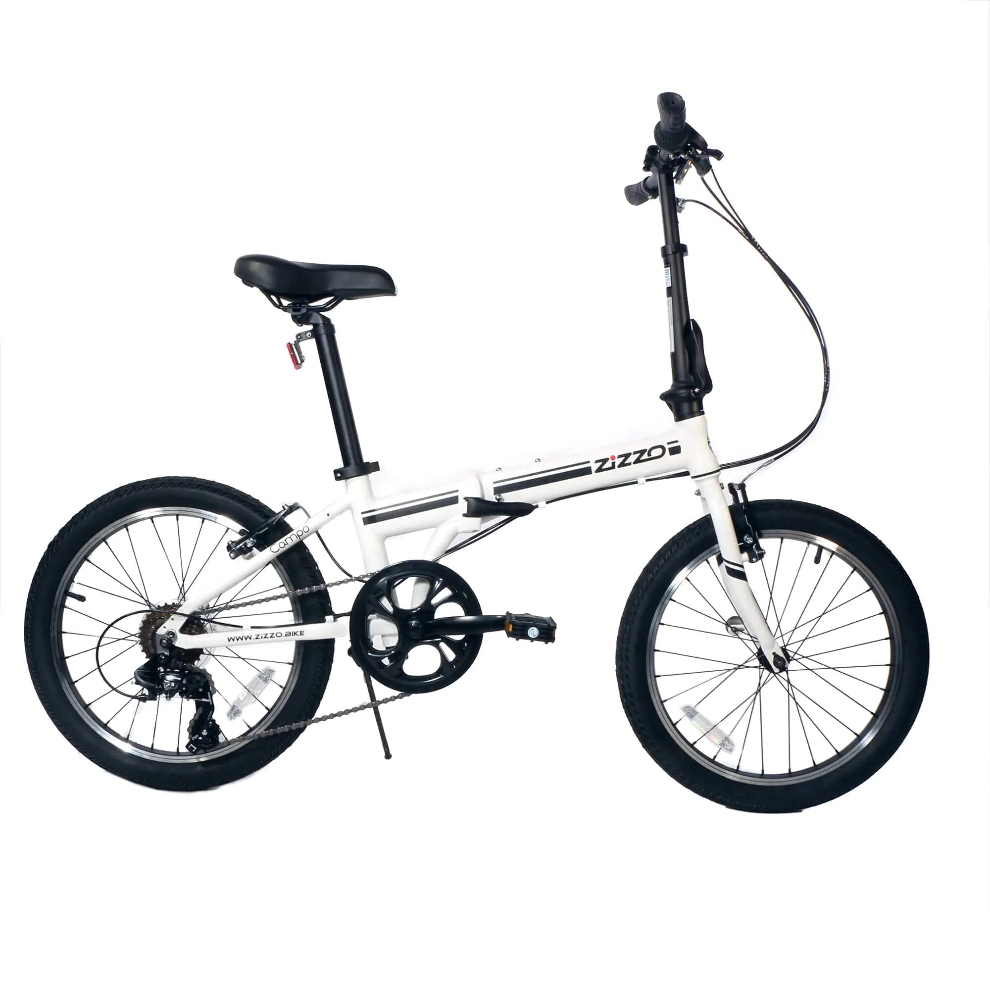 ZiZZO Campo 20 inch Folding Bike with 7-Speed Adjustable Stem Light Weight Frame (White)