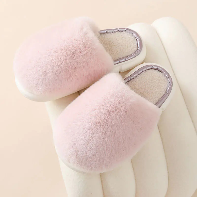 Fuzzy Winter Plush Rabbit Fur House Slippers