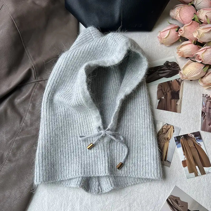 Long Rabbit Fur Scarf and Hat Set