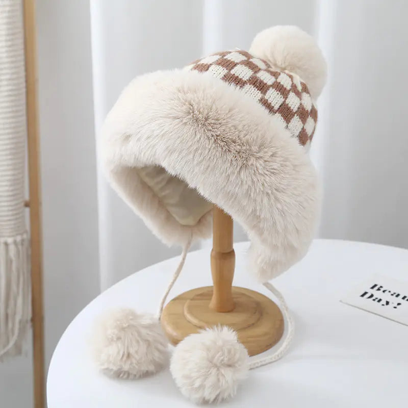 Checkerboard Fuzzy Lei Feng Hat