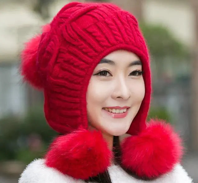 Korean Style Fleece Rabbit Fur Winter Hat