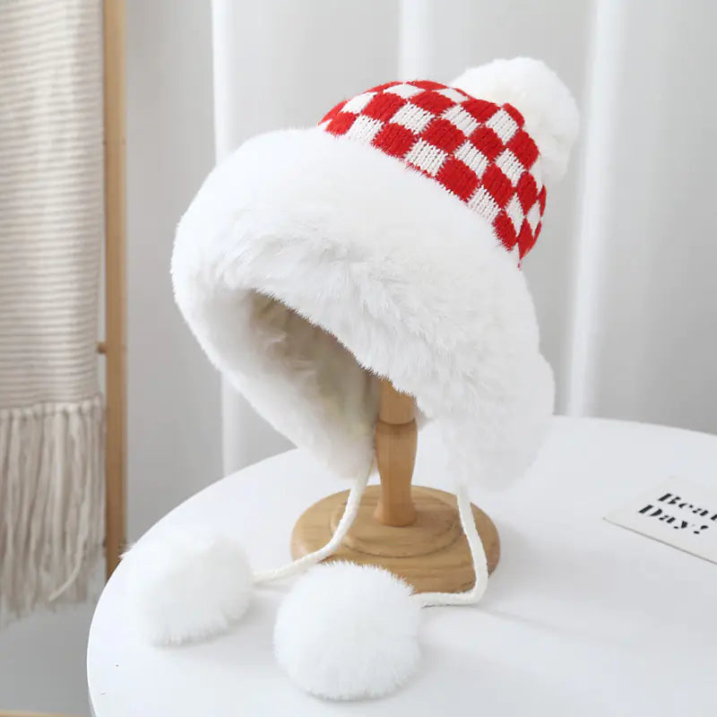 Checkerboard Fuzzy Lei Feng Hat