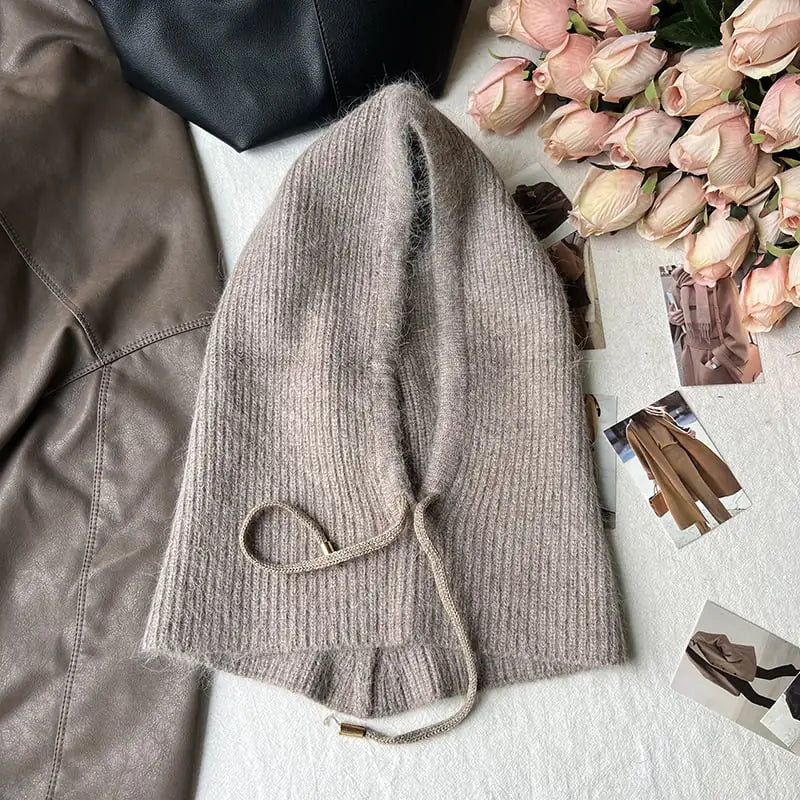 Long Rabbit Fur Scarf and Hat Set