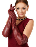 Luxury Touchscreen Leather Gloves 23.6" Red Medium