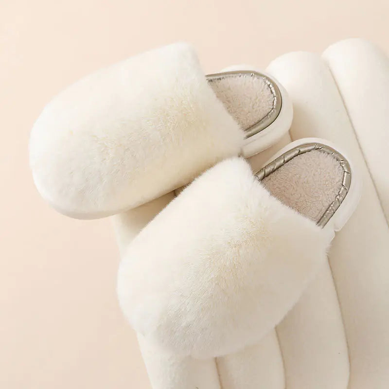 Fuzzy Winter Plush Rabbit Fur House Slippers