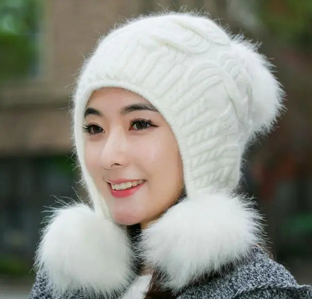 Korean Style Fleece Rabbit Fur Winter Hat