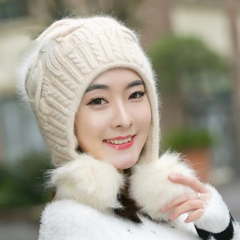 Korean Style Fleece Rabbit Fur Winter Hat