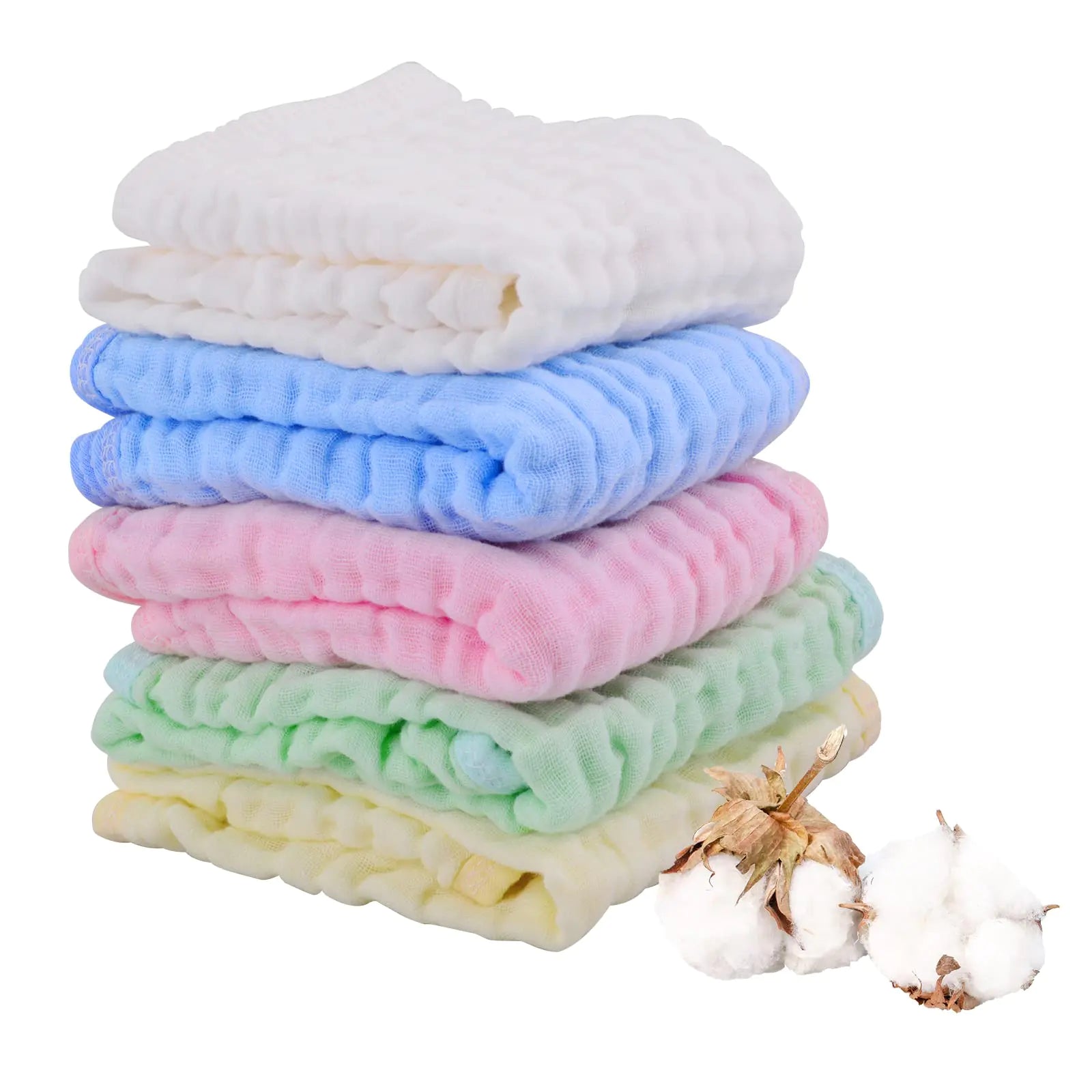 Organic Muslin Burp Cloths — 5-Pack in Soft Neutrals (20" × 10")