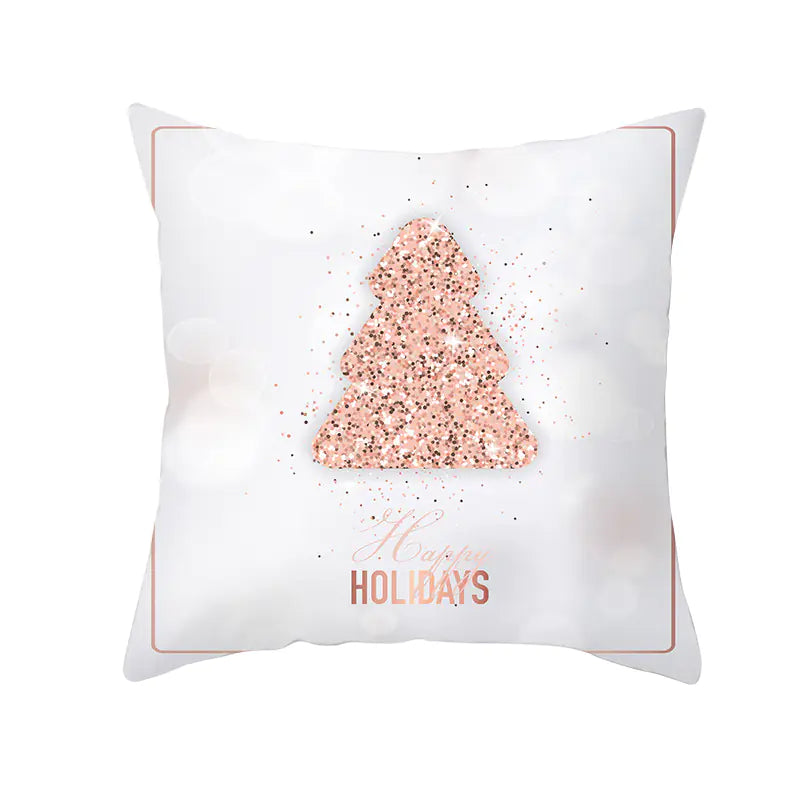 Peach Velvet Snowflake Cushion Cover