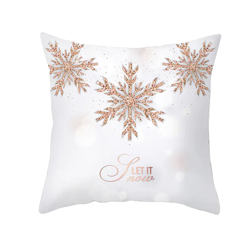 Peach Velvet Snowflake Cushion Cover