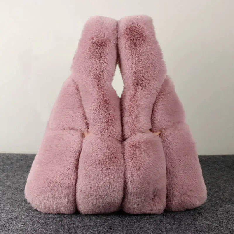 Faux Rabbit Fur Tote Bag