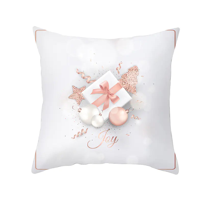 Peach Velvet Snowflake Cushion Cover