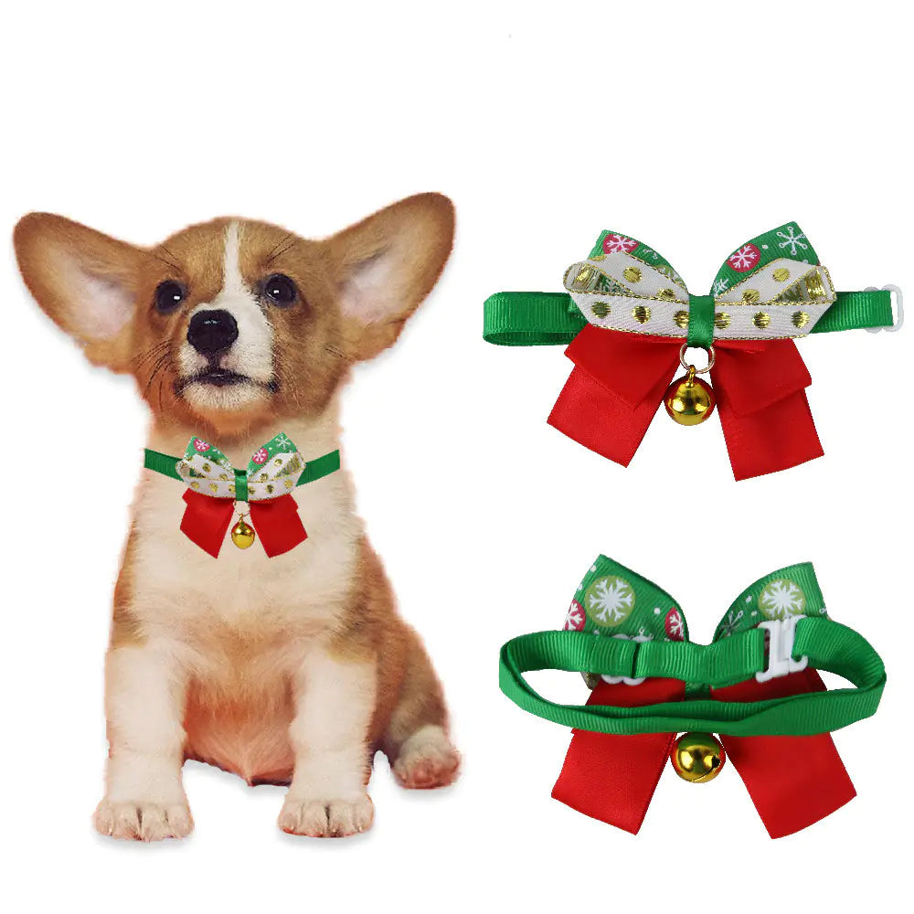 Festive Snowflake Dog Collar with Bow