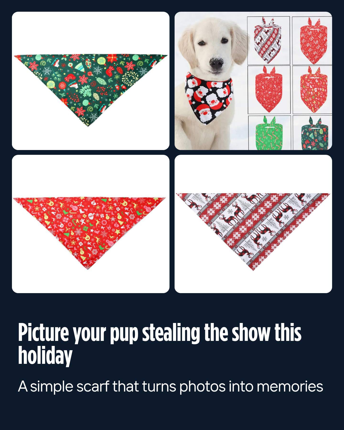 Holiday Cheer Pet Scarf - Festive Design for Pets