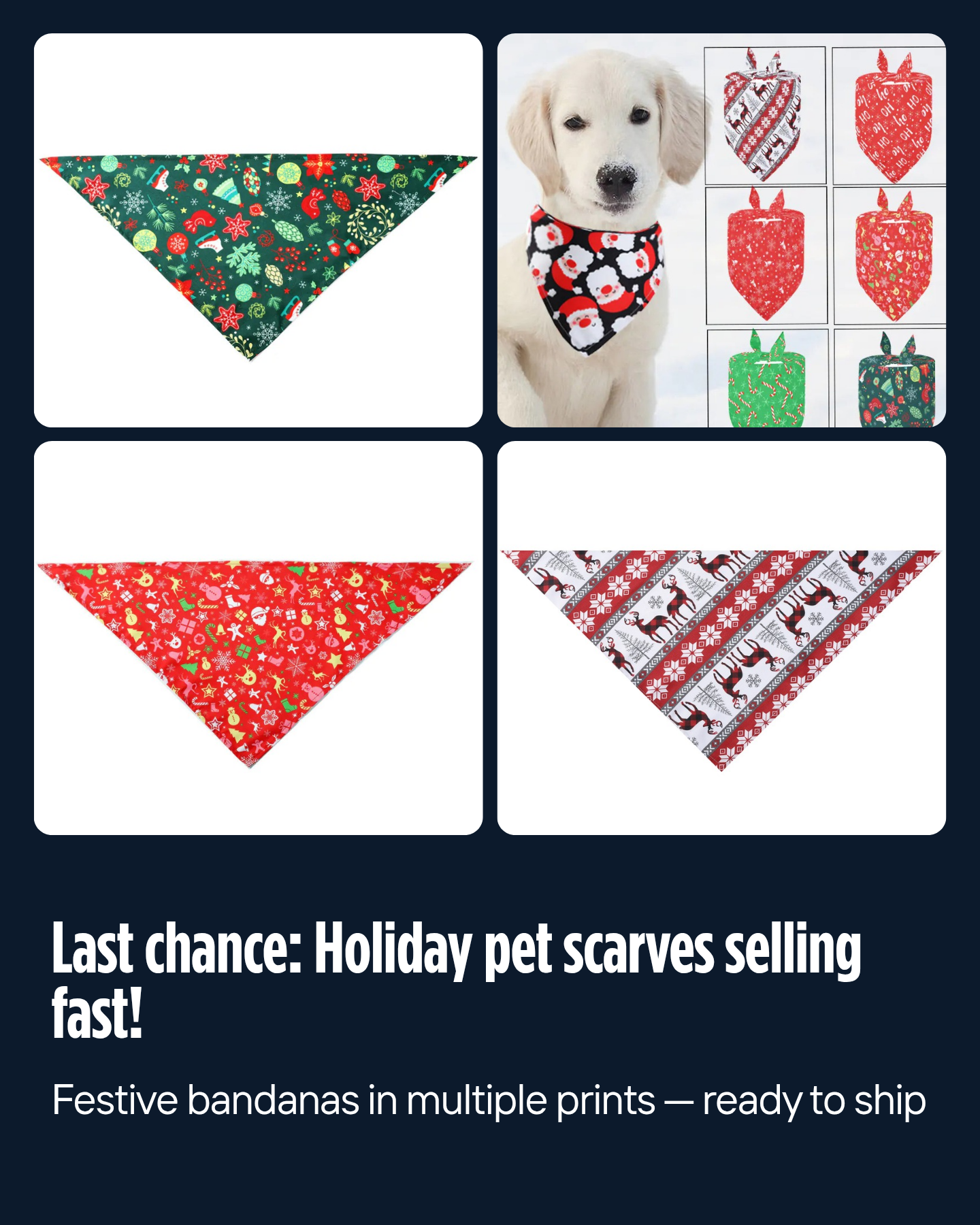 Holiday Cheer Pet Scarf - Festive Design for Pets