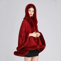 Rex Rabbit Fur Collar Hooded Shawl