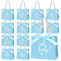 "Oh Baby” Blue Gift Bags — 25-Pack with Ribbon Handles