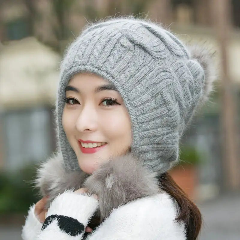 Korean Style Fleece Rabbit Fur Winter Hat
