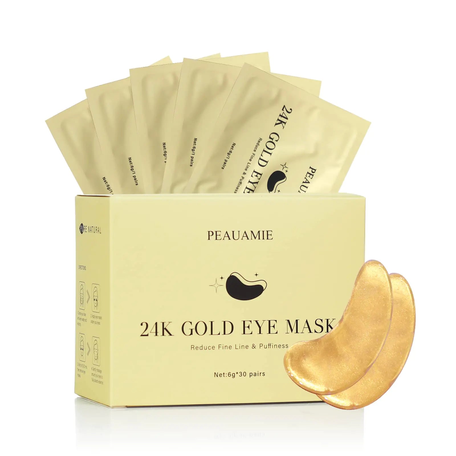 GOLDENLUXE 24k Gold & Rose Eye Masks - 30 Pairs
