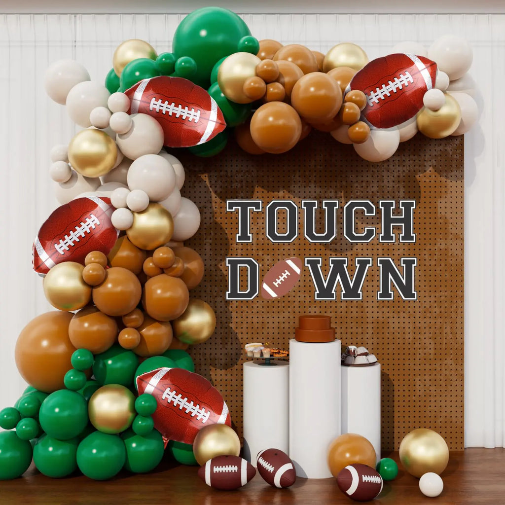 First Down Balloon Set — Green & Brown Football Garland (151 pcs)
