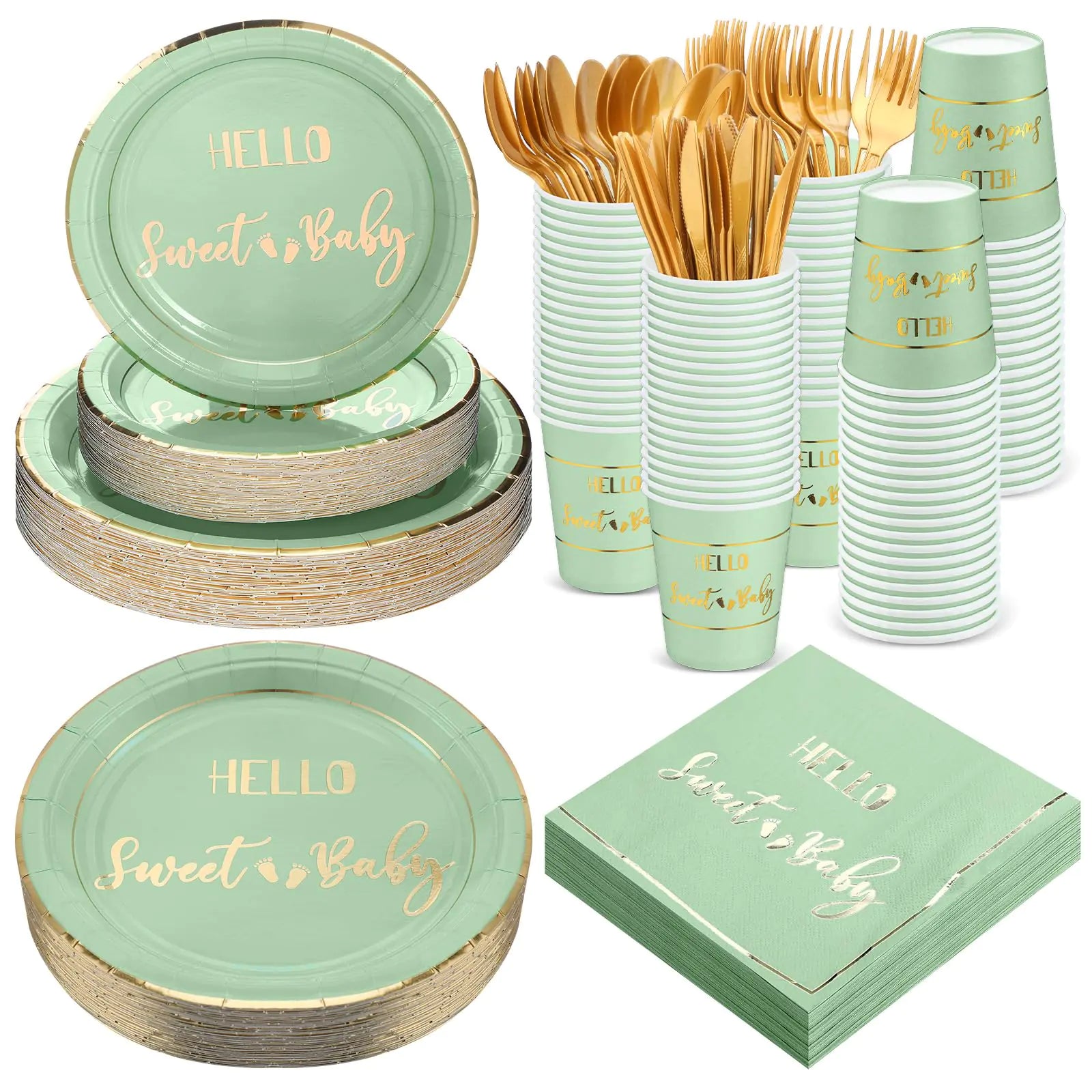 GreenFresh Baby Shower Set — Dinnerware for 50 Guests