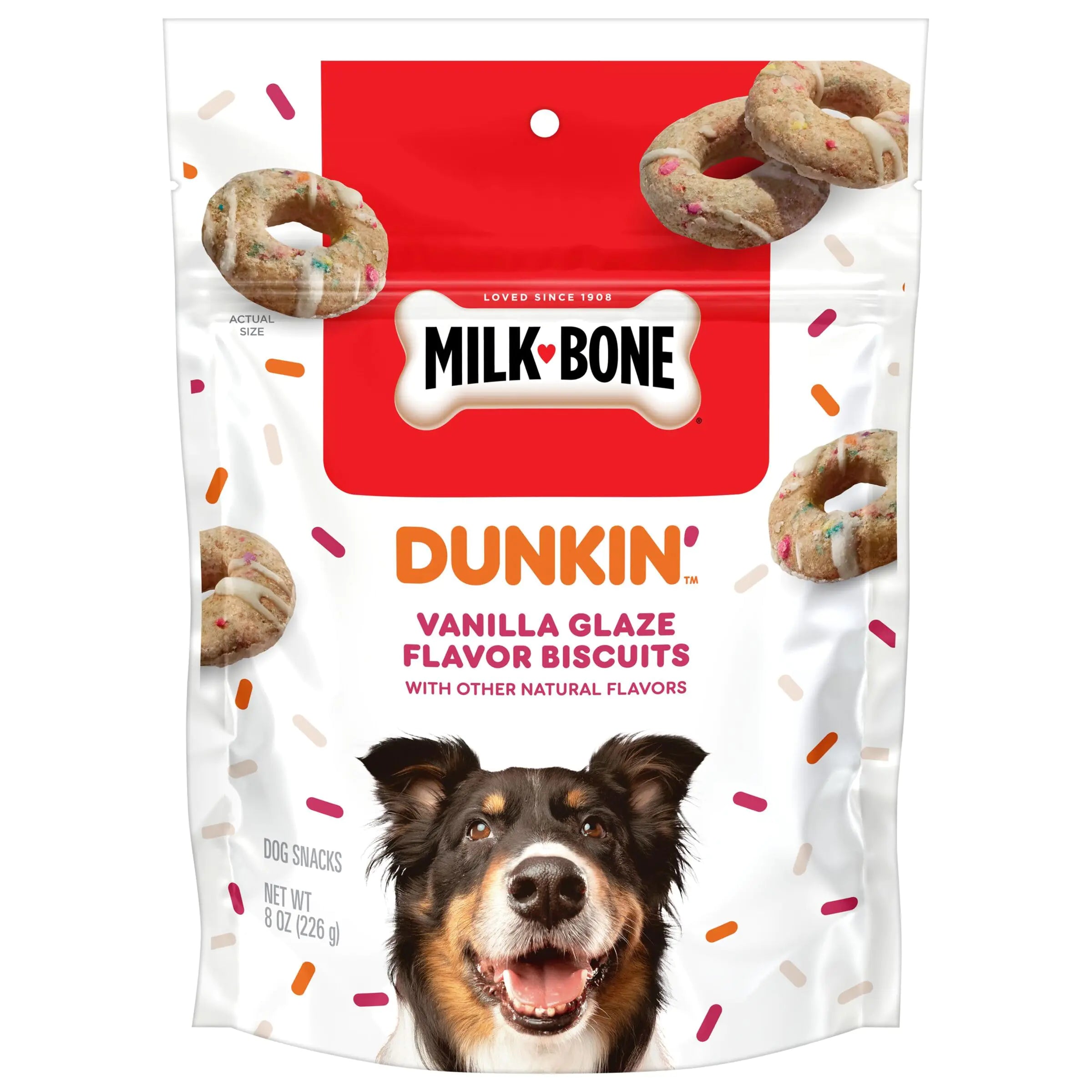 Milk-Bone Limited Edition Dunkin Vanilla Glaze Flavor Biscuit Dog Treats 8 Ounce