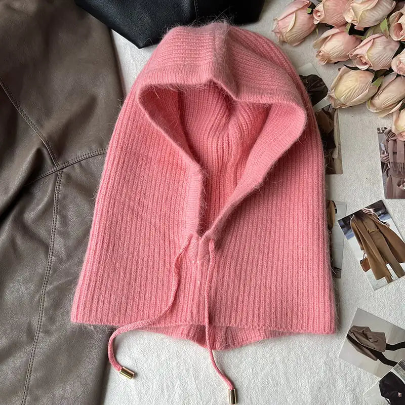 Long Rabbit Fur Scarf and Hat Set