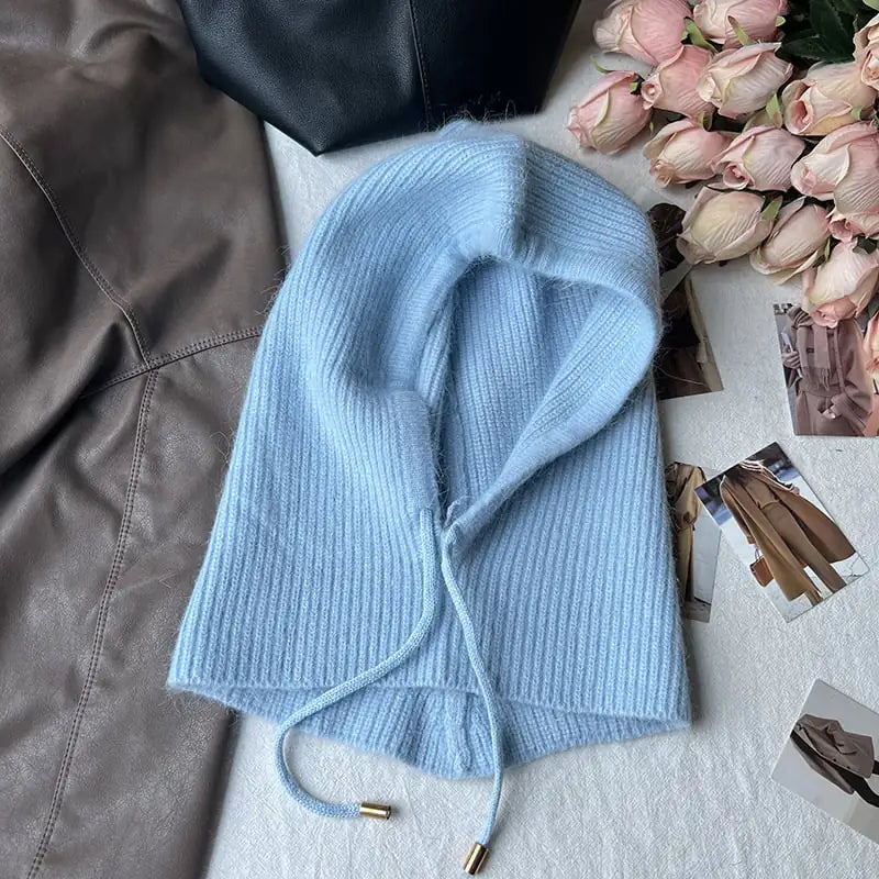 Long Rabbit Fur Scarf and Hat Set