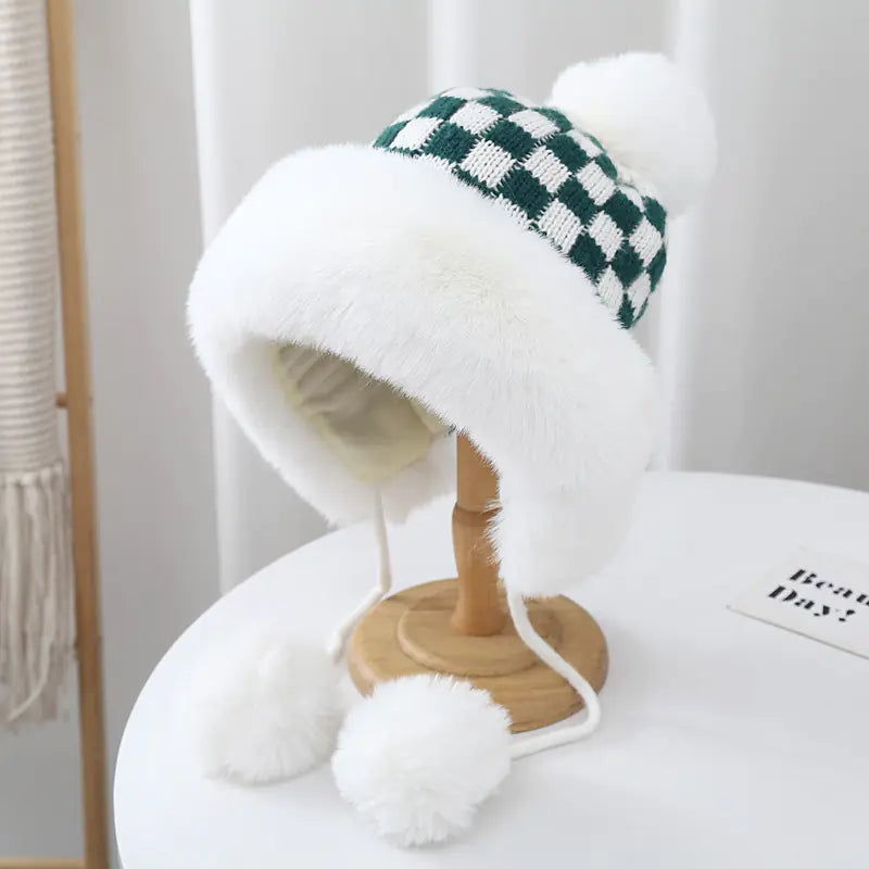 Checkerboard Fuzzy Lei Feng Hat