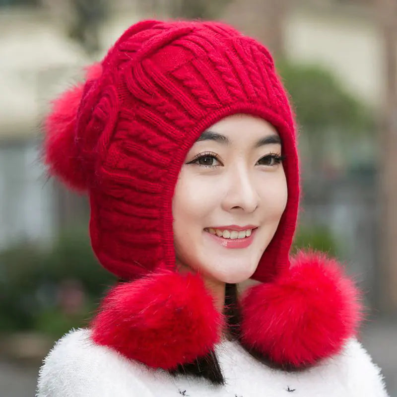 Korean Style Fleece Rabbit Fur Winter Hat