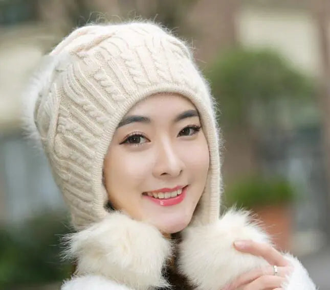 Korean Style Fleece Rabbit Fur Winter Hat