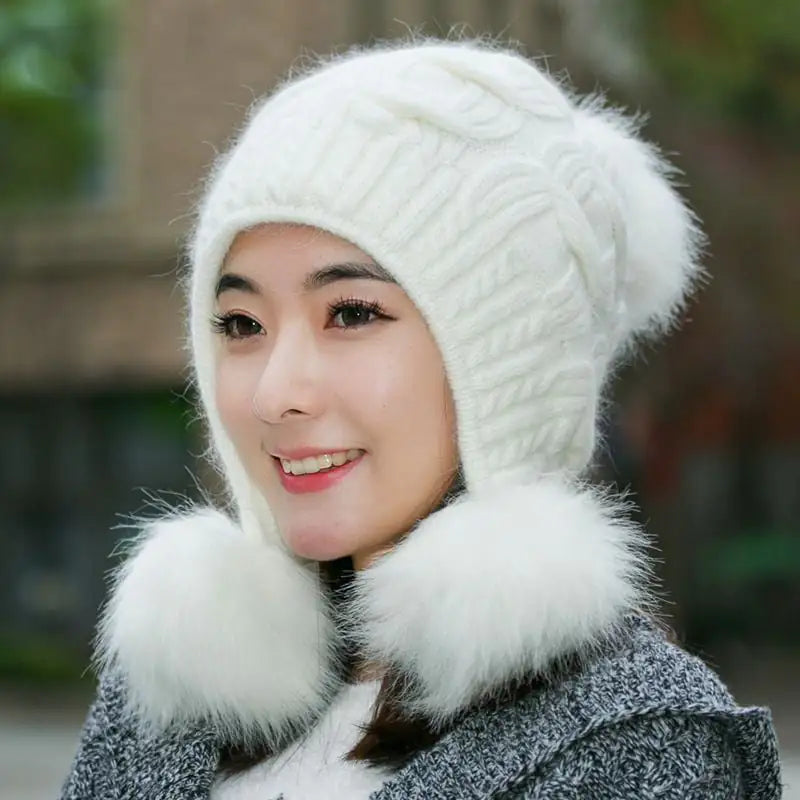 Korean Style Fleece Rabbit Fur Winter Hat
