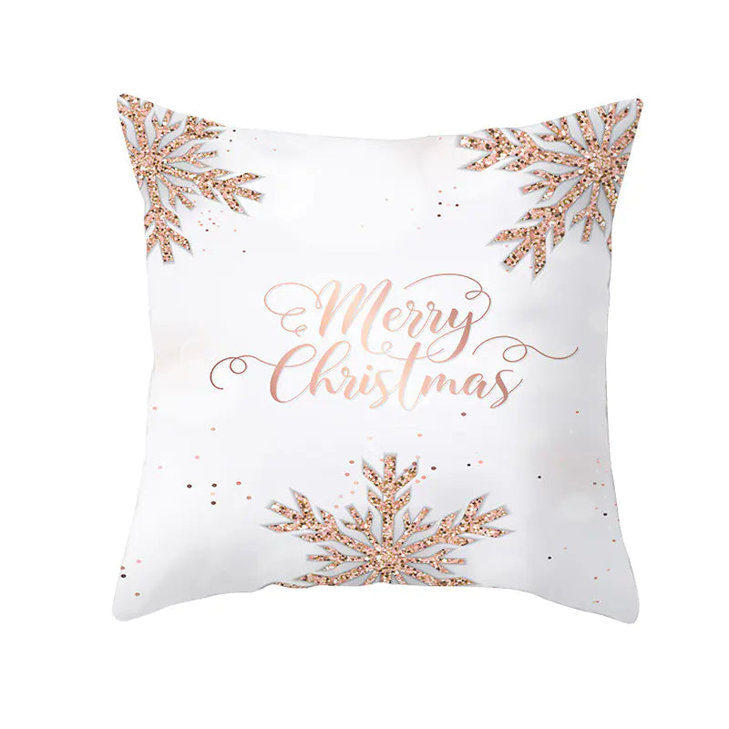 Peach Velvet Snowflake Cushion Cover