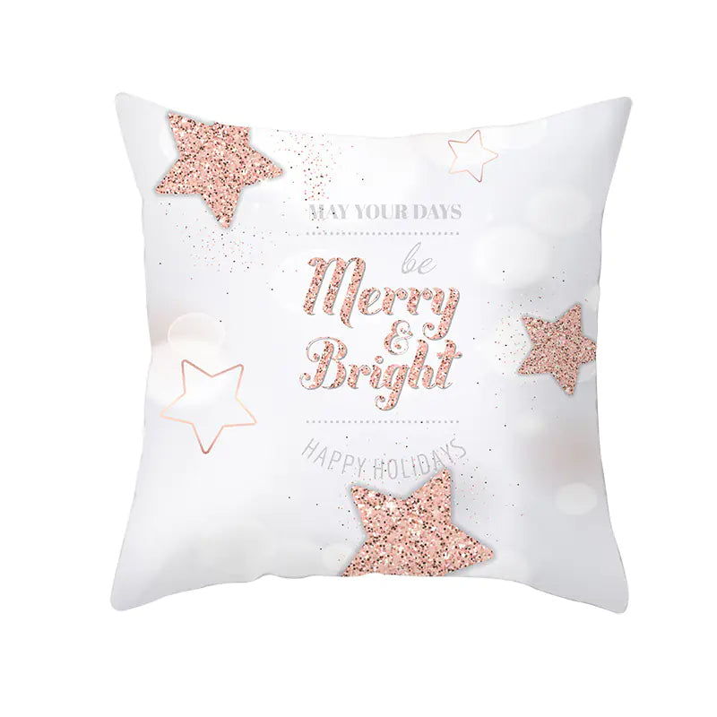 Peach Velvet Snowflake Cushion Cover