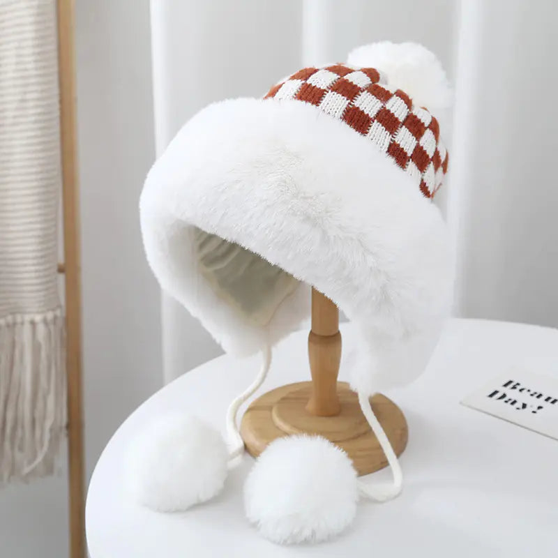 Checkerboard Fuzzy Lei Feng Hat