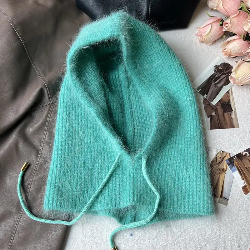 Long Rabbit Fur Scarf and Hat Set