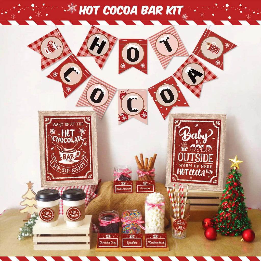 Winter Cocoa Party Kit: Banner, Signs & Decorations